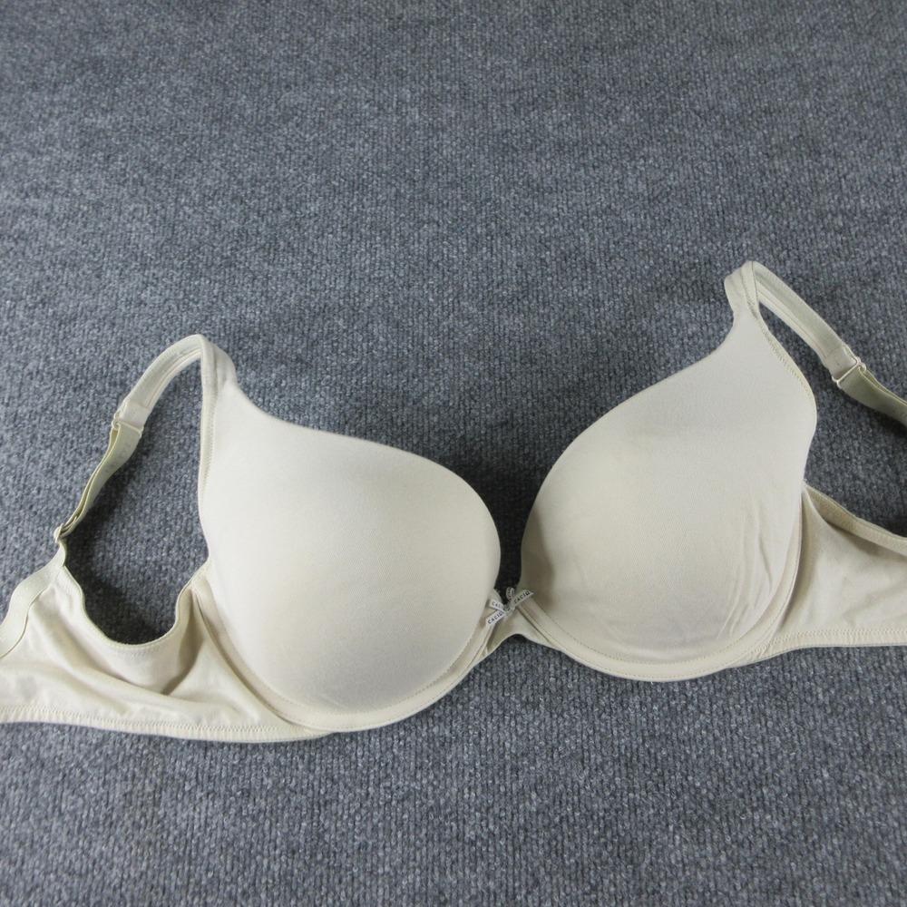 Cacique Bra Womens 38DDD Beige Boost Plunge Push Up Padded Underwire Microfiber